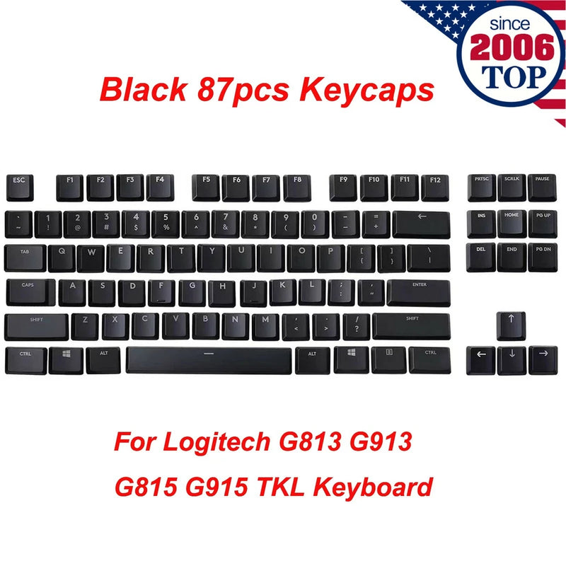 A full set G915 TKL 87 Key Caps Black for Logitech G813 G913 G815 G915 Keyboard Model