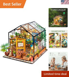 Charming DIY Miniature Greenhouse Kit with LED Lighting - Ideal Birthday Gift Model