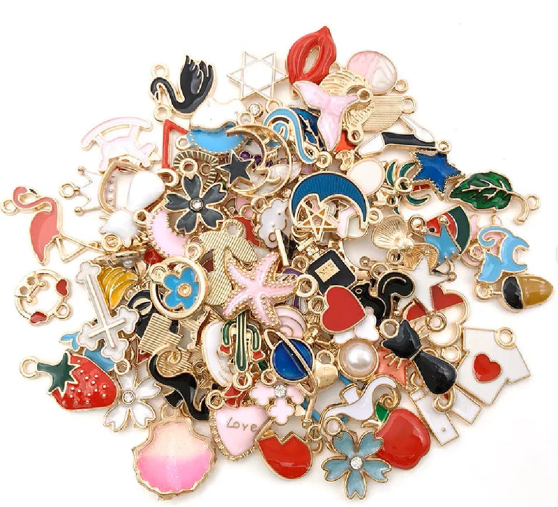 Gold enamel charms random mix, multicolor gold charms, kc gold charms, charms Charms