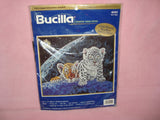 1999 Bucilla Counted Cross Stitch 42452 Total Eclipse 14" x11" Baby Tiger & Lion Model
