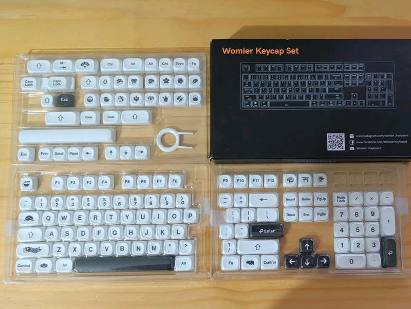 Womier PBT Keycaps, MOA Keycaps Dye-Sublimation, Japanese Style (Black & White) Model
