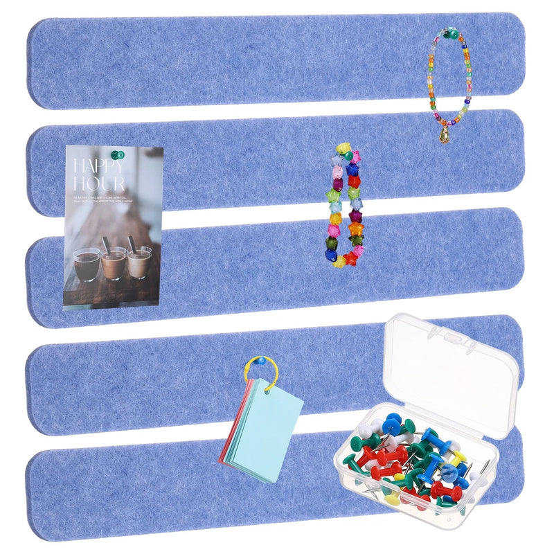10Pcs Self-Adhesive Felt Bulletin Board Bar Strip with Push Pins, Sky Blue Model