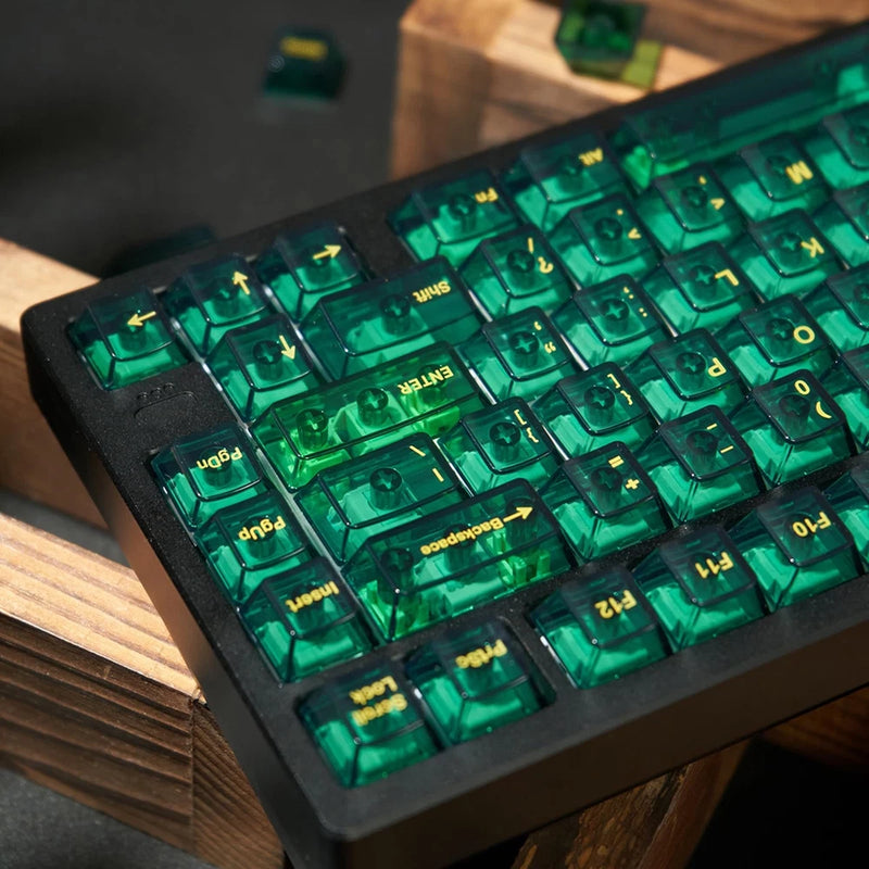 Green Crystal Clear Cherry Profile Keycaps Set 156 Keys Backlit Board Set Model