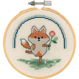 Vervaco counted cross stitch kit with embroidery ring "Akita with flower", Diam Model