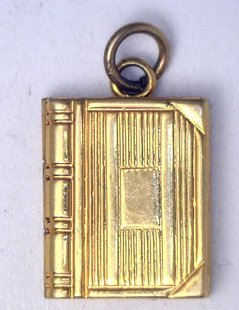 Antique Vintage 10k Yellow Gold Book Locket Pendant Charm Fob #Z204 Charms