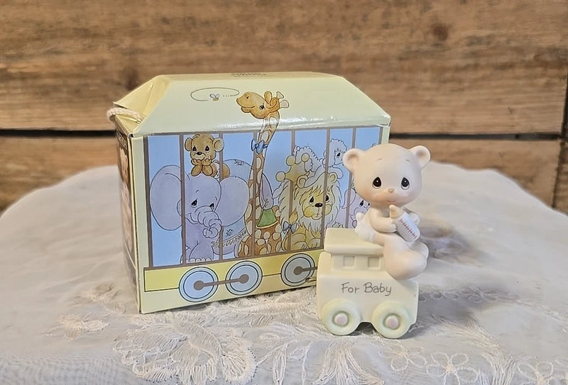 NIB Enesco Precious Moments 1985 Birthday Train For Baby Figurine #15938 Boxed Model