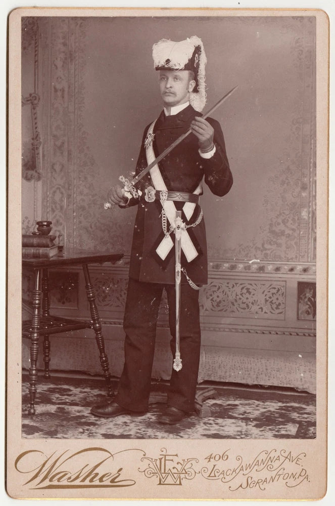 c1890s Melita Knights Templar Sword Cabinet Card Scranton PA Masonic Model