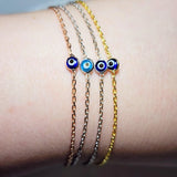 Evil Eye Protection Bracelet ¨C Dainty Lucky Blue Eye Charm, 7-Inch Silver Charms