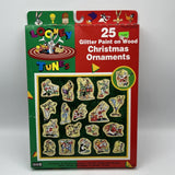 Vintage Looney Tunes Wood Christmas Ornaments Craft Kit Glitter Paint 25 Pc Model