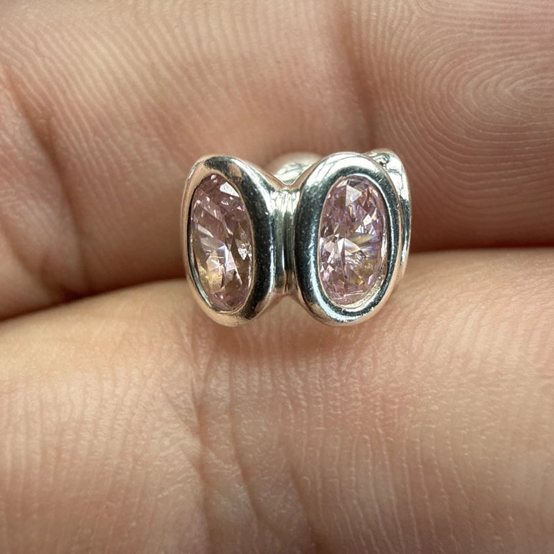 Retired Pandora Moments Pink Oval Lights Charm Spacer Sterling Silver 925 ALE Charms