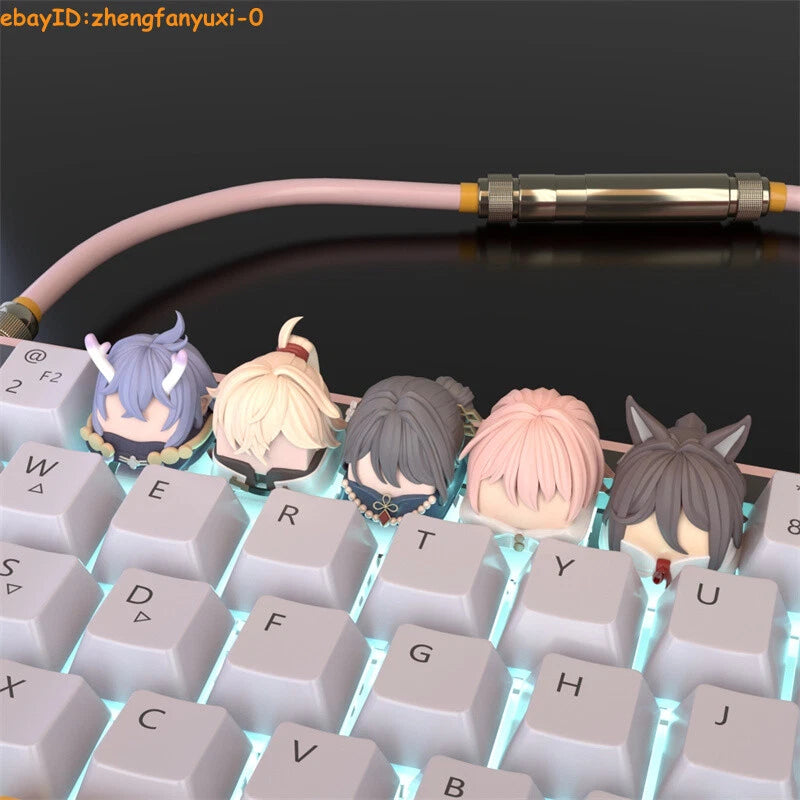 1PC Honkai: Star Rail Ruan Mei Bai Lu Cartoon Keycap for MX Mechanical Keyboard Model