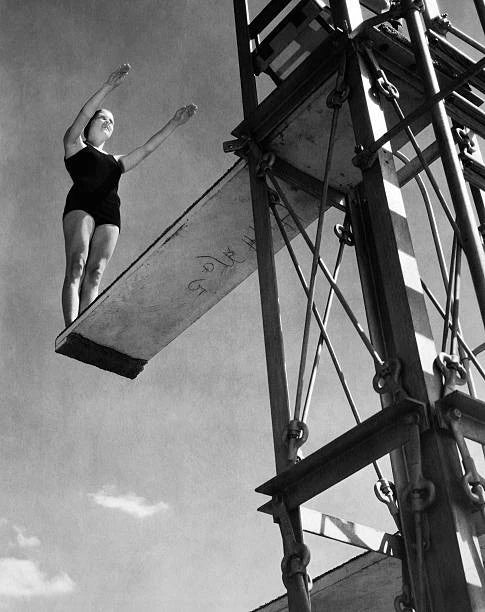 Olympic diver Marion Dale Roper on a diving board at Jones Beach 1930s Old Photo Model