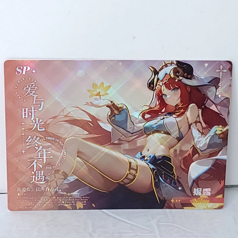 Nilou Gold Flower Premium Waifu Card Anime Girl Art Oversized Board A6 Model