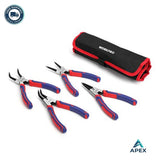 4 Piece Snap Ring Pliers Set 7 Inch CR-V Steel Straight Bent Jaw Storage Pouch Model