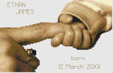 Cross Stitch Birth Sampler Kit or Pattern by Florashell - Holding Tight Model
