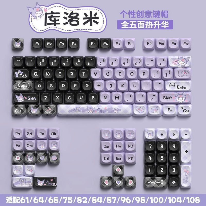 Cartoon Kuromi PBT Dye-sub MOA Keycaps For Mechanical Keyboard 112/120 Keys Model