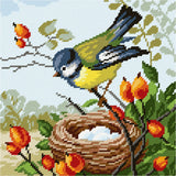 Needlepoint Kit "Titmouse near the nest" Cross stitch kit with Printed Tapestry Model