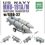 1/32 US Navy MHU-191A/M Munitions Transporter with 3pcs GBU-32 Bombs Resin Set Model