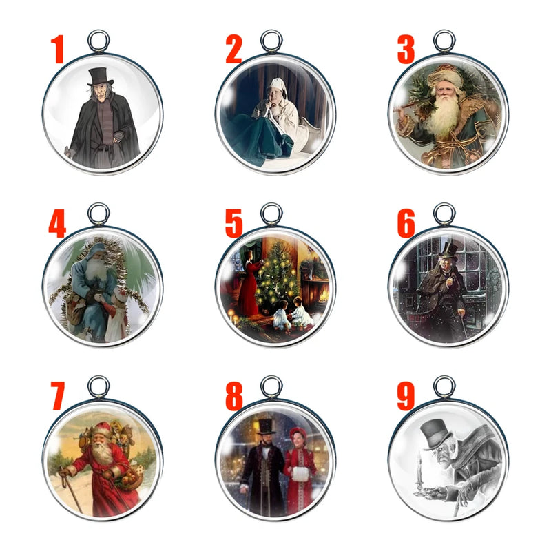 Scrooge, Santa & Victorian Cheer Glass Cabochon Charms Charms