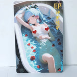Ayaka Waifu Card Anime Girl Bathtub Roses Wall Art Oversized Board A5 Model