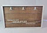 Wooden Farmhouse Style Memory Board With 3 Clips For Photos Model