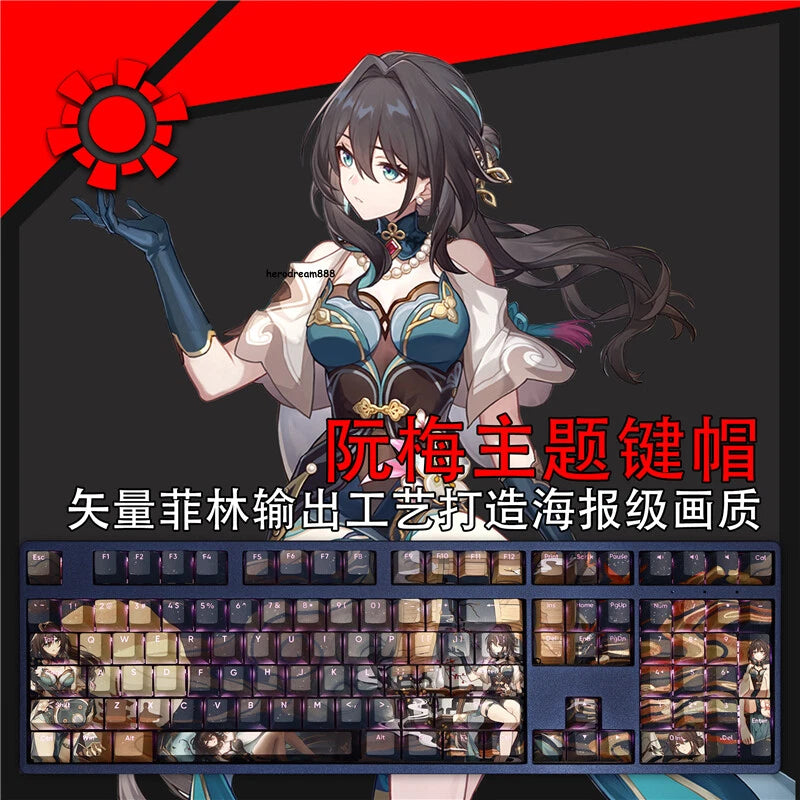 Honkai Star Rail Ruan Mei Keycaps Dye-sub PBT 108 Keys for Cherry MX Keyboard Model