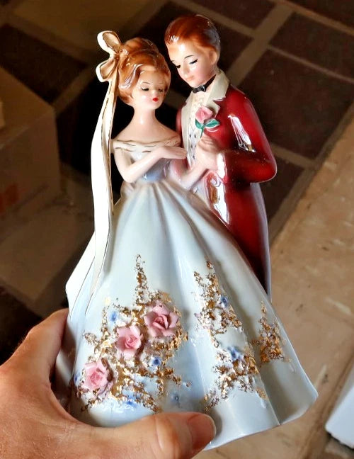 RARE Vintage 8.5" Josef Originals Figurine Married Couple Wedding Bride & Groom Model