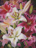 Pink and White Lilies - Counted Cross Stitch Kits Needlework Embroidery DIY Model