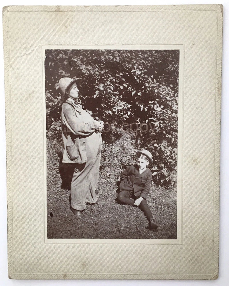 Victorian Era Photo on Board of Possibly Woman and Girl Dressed as Man and Boy Model