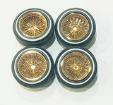 Lowrider 1/24-1/25 scale model car  GOLD shallow wire  rims & white wall tires Model