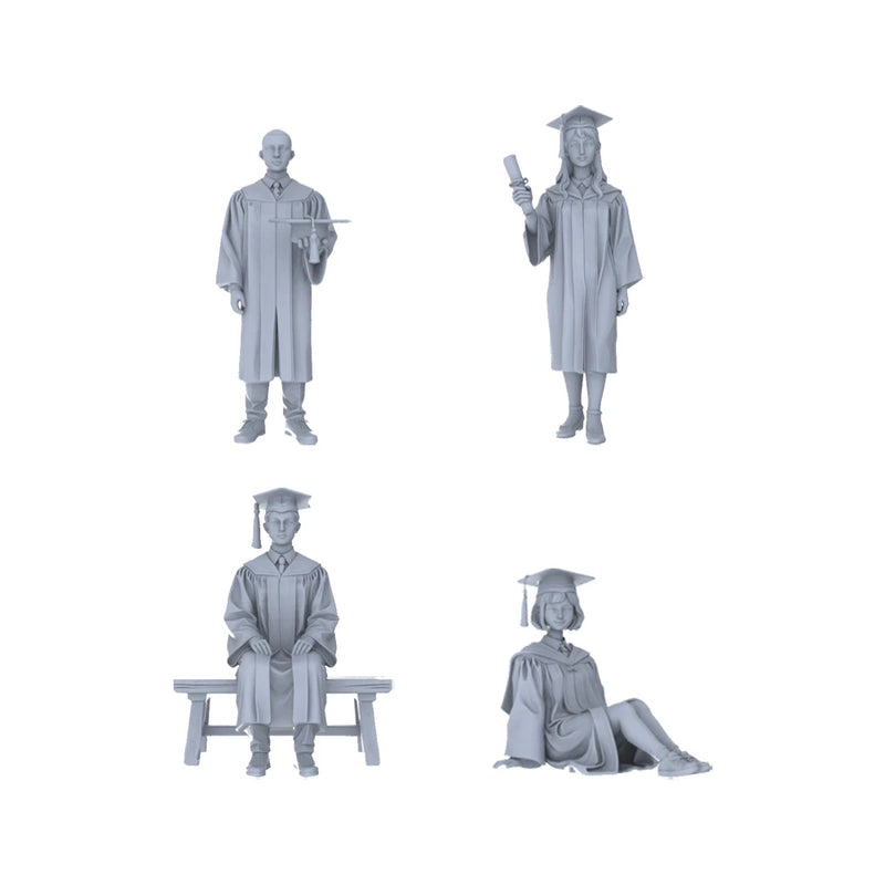 Graduation Season Figures Resin Miniature Model 4-Figure Set, LYTR166 1/64 Model