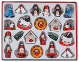BRUBAKER Wooden Christmas Tree Ornaments - 22 Pieces - Hand-Painted Figurines - Model