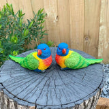 Rainbow Lorikeet Bird Figurine Statue Garden Ornaments Decor set of 2 Birds Model