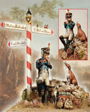 1/24 75mm Resin Figure Kit Infantry Bugler with Dog Unassembled Unpainted DIY Model