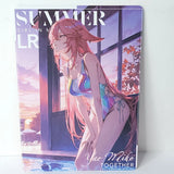 Yae Miko LR Pool Summer Waifu Card Anime Wall Art Oversized Board A5 Model