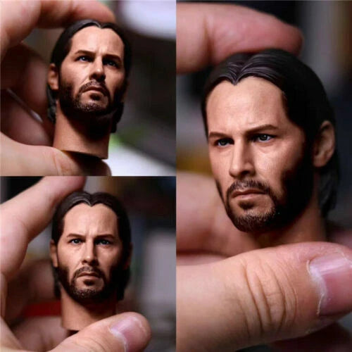 1/6 Male Head Sculpt Carving Model Kill God Keanu Reeves Fit 12" Action Figure Model