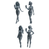 MRY-SFW LYTR934 1/35/48/72/144 Bar Guest Woman Character Modern Model 4 pcs Model