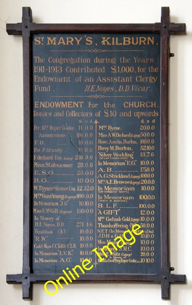 Photo 6x4 St Mary with All Souls, Abbey Road, Kilburn - Benefactors board c2013 Model