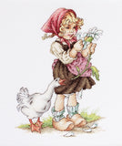 DIY Needlepoint Kit Girl with a goose Cross-Stitch Craft Set for Home Model