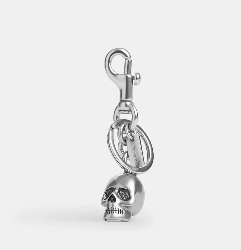 NWT Coach Skull Keychain Bag Charm Silver Tone Metal Charms