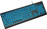 K11PRO Large Print Backlit Keyboard, 3X Larger Font Wired USB Lighted Model