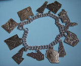 Vintage sterling charm bracelet with twelve state maps Charms
