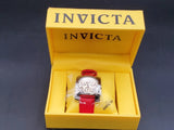 NEW Invicta 2140 Swiss Made Chronograph Movement White Face Silver Case Red Band Model