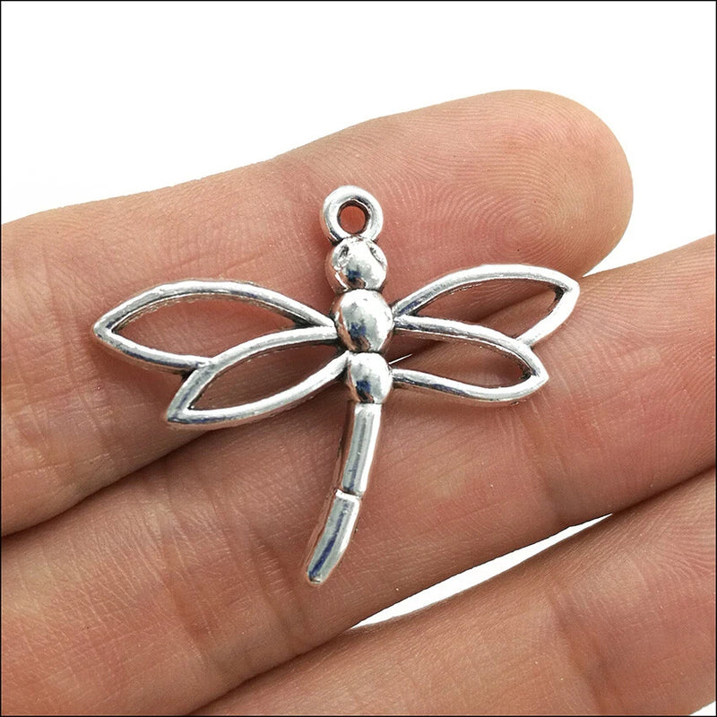 Bulk 50pcs Dragonfly Antique Silver Charms Pendants For Jewelry Making 26*32mm Charms