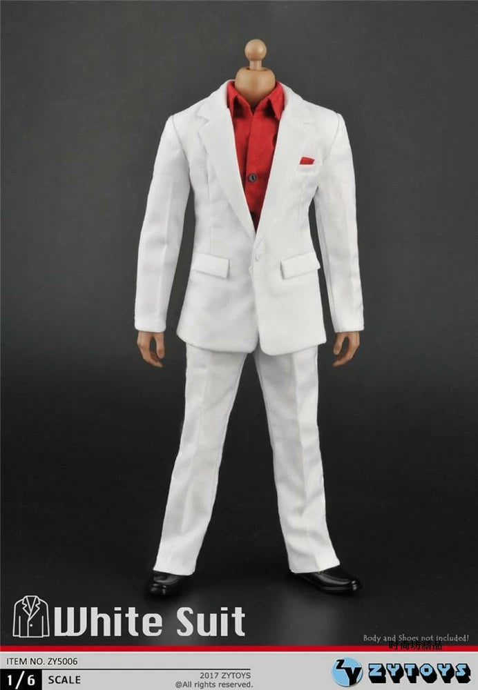 ZYTOYS 1/6 ZY5006 Men's White Suit Clothes fit 12'' Phicen Figure Doll Model Model