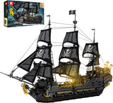 Black Pearl Pirate Ship Building Set with LED Lights, 4304 PCS Pirate Ship Model Model