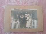 Antique Bride & Groom Outdoor Home W/Picket Fence Family Wedding Photo On Board Model