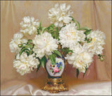 Needlework Crafts Embroidery Counted Cross Stitch Kits White Flowers in a Vase Model