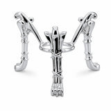 W-Shape Silver Tone Metal Egg Sphere Stand Holder Display Model