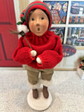 NEW! Byers' Choice 2004 Figurine Child Roasting Marshmallow Snow Base Seasonal Model